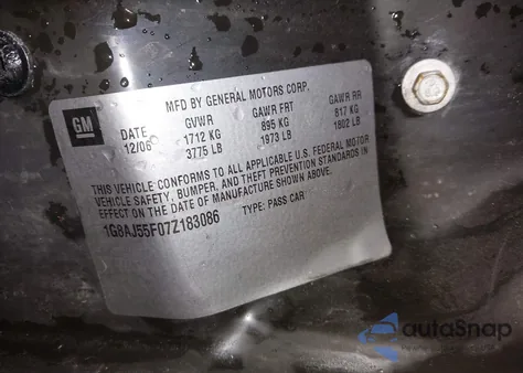 2007 Saturn Ion 2 from USA, damaged, VIN 1G8AJ55F07Z183086